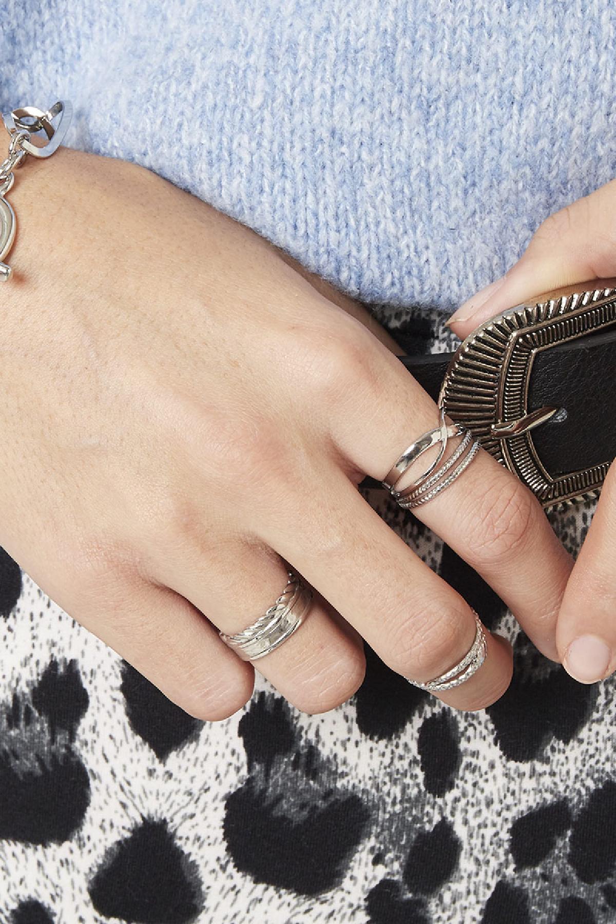 Dubbele geribbelde ring - zilver
