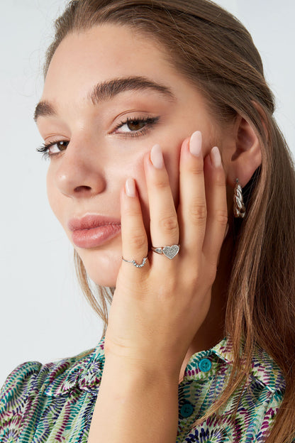 Ring met maan vorm en steentjes - goud