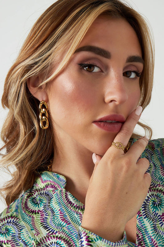 Ring met bolletjes - goud