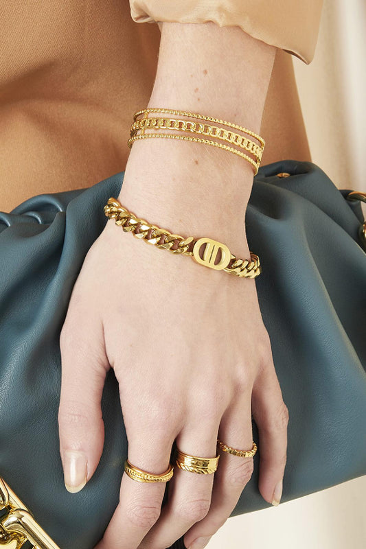 Dikke schakelarmband The Good Life - goud