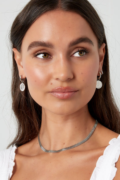 Oorbellen met munt hangertje - zilver