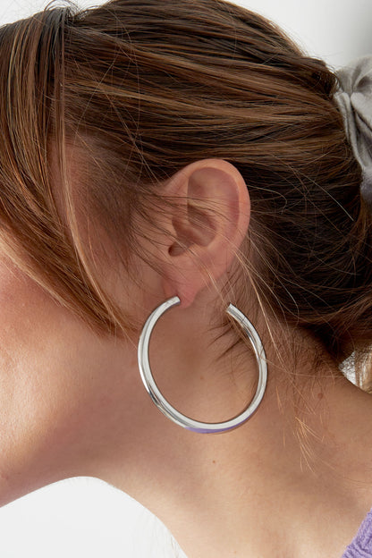 Grote basic ronde oorbellen - zilver