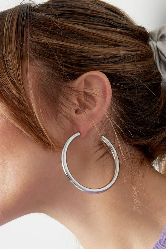 Grote basic ronde oorbellen - zilver