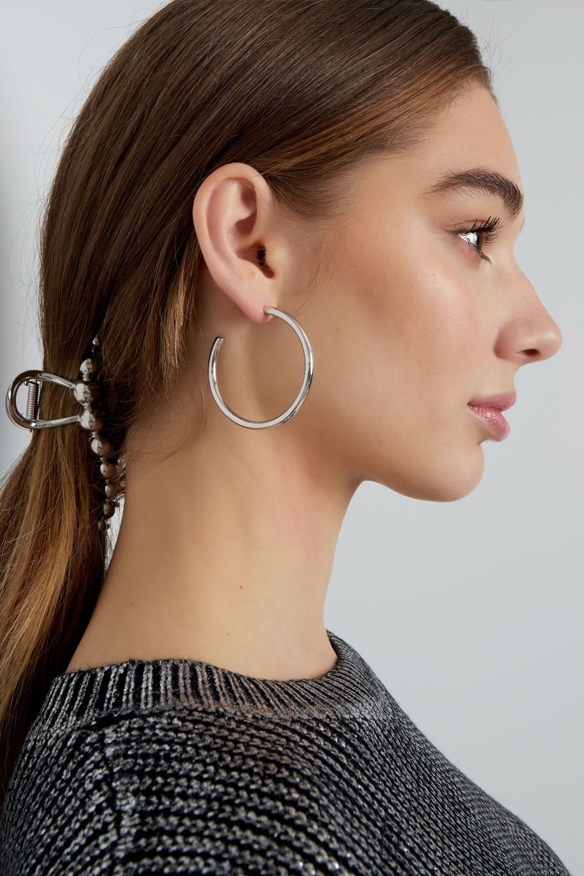 Grote basic ronde oorbellen - zilver