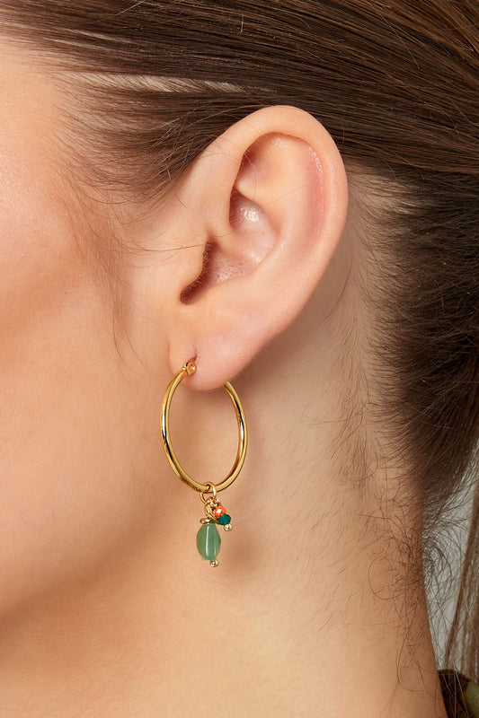 Oorbellen met kralen bundel - goud/groen