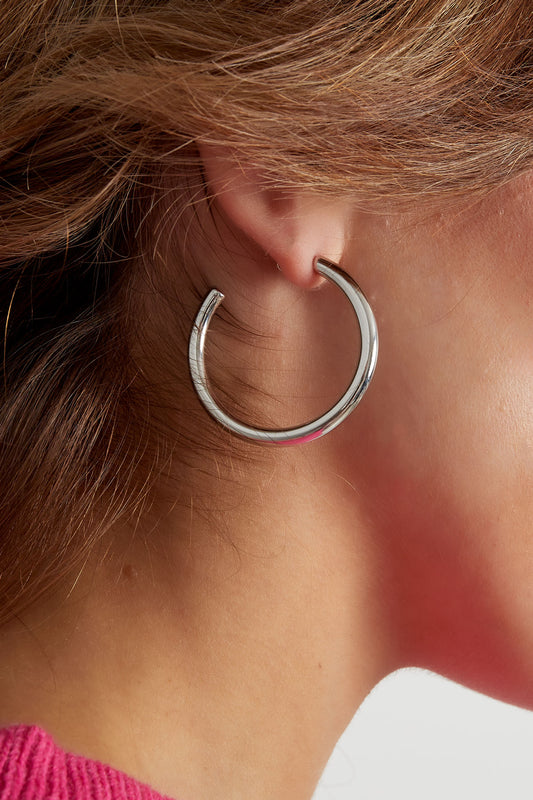 Ronde oorbellen medium dikte - zilver