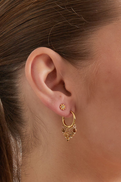 Oorbellen met verschillende steentjes - goud/beige