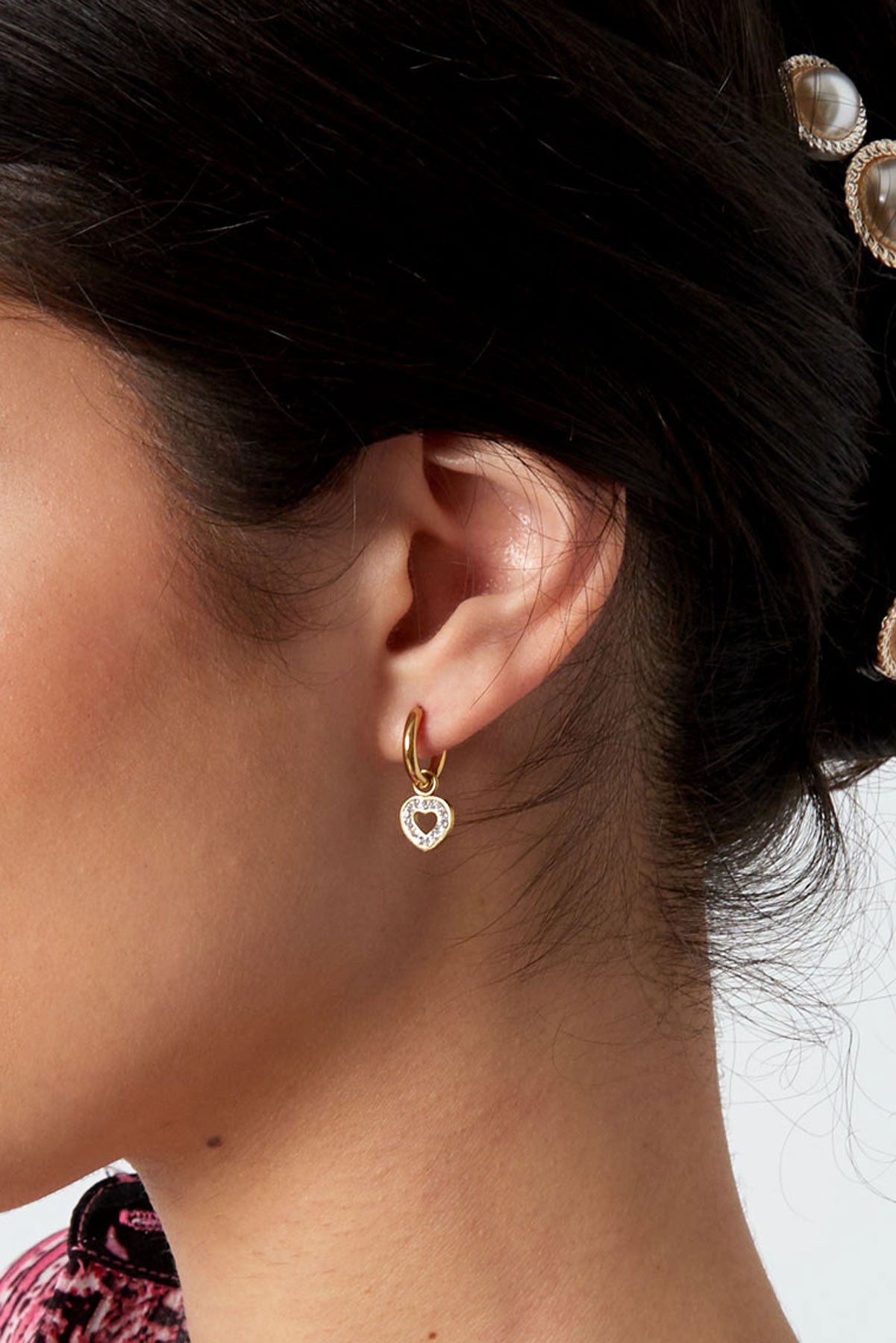 Oorbellen met hartjes bedel - zilver