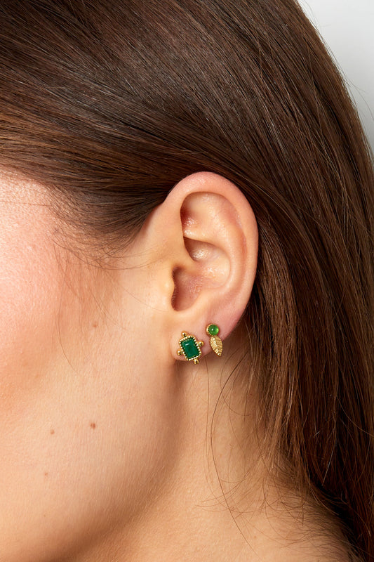 Vintage studs in groen/goud