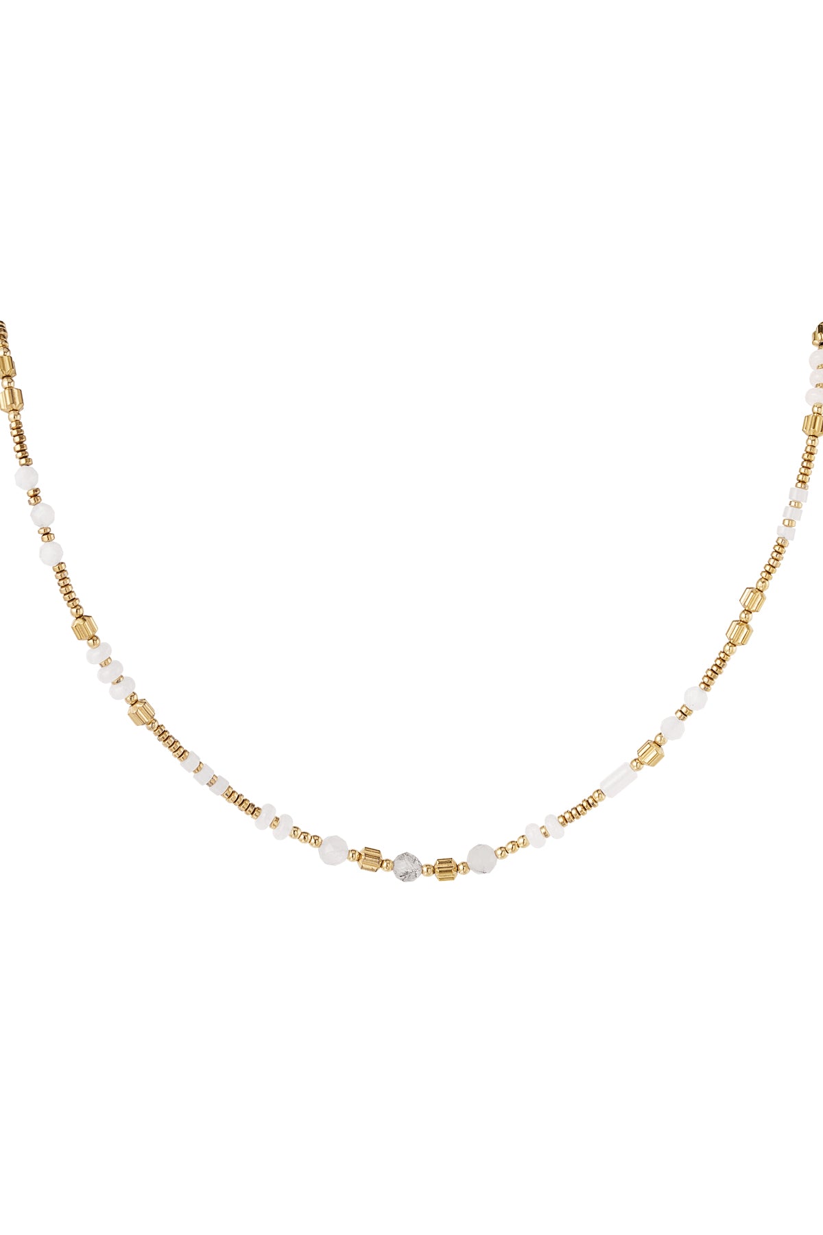 Kralenketting met witte steentjes - goud