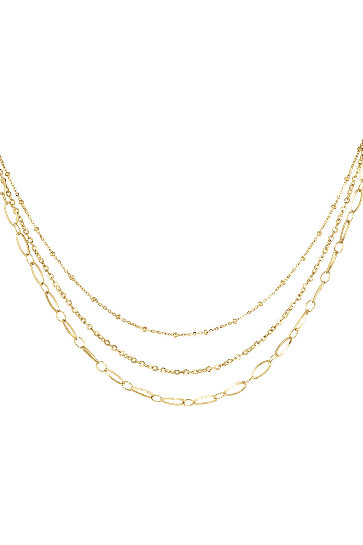 Drie-laagse schakelketting - goud