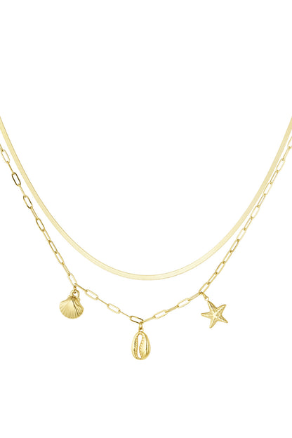 Dubbele ketting met zee bedels - goud