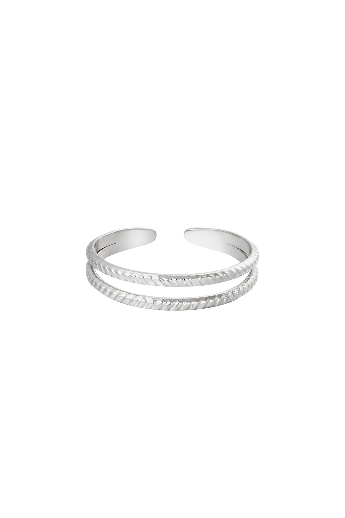 Dubbele geribbelde ring - zilver