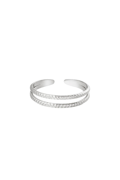 Dubbele geribbelde ring - zilver