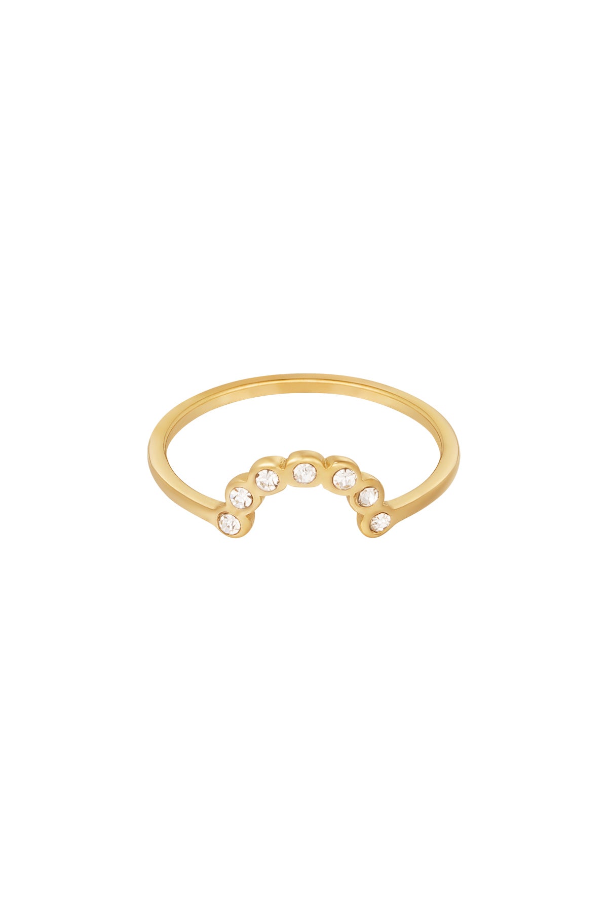 Ring met maan vorm en steentjes - goud