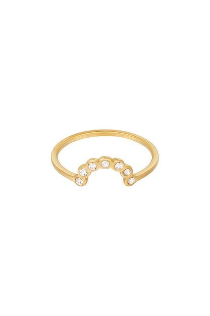 Ring met maan vorm en steentjes - goud