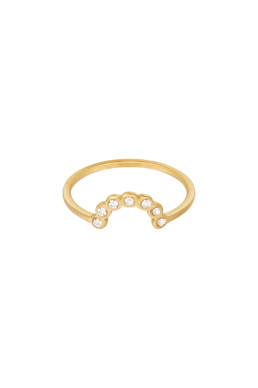 Ring met maan vorm en steentjes - goud
