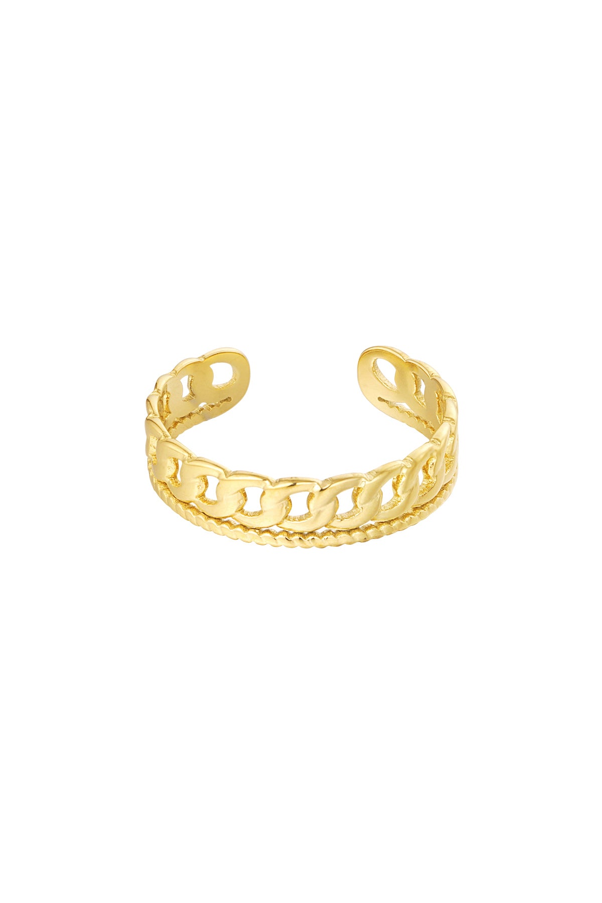 Ring met dubbele schakel - goud