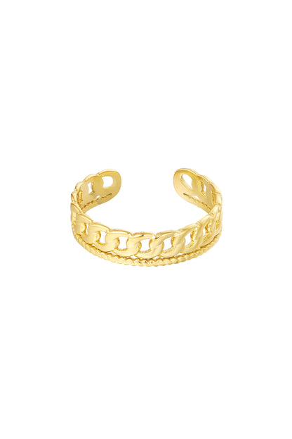 Ring met dubbele schakel - goud