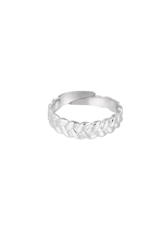 Dik gevlochten ring - zilver