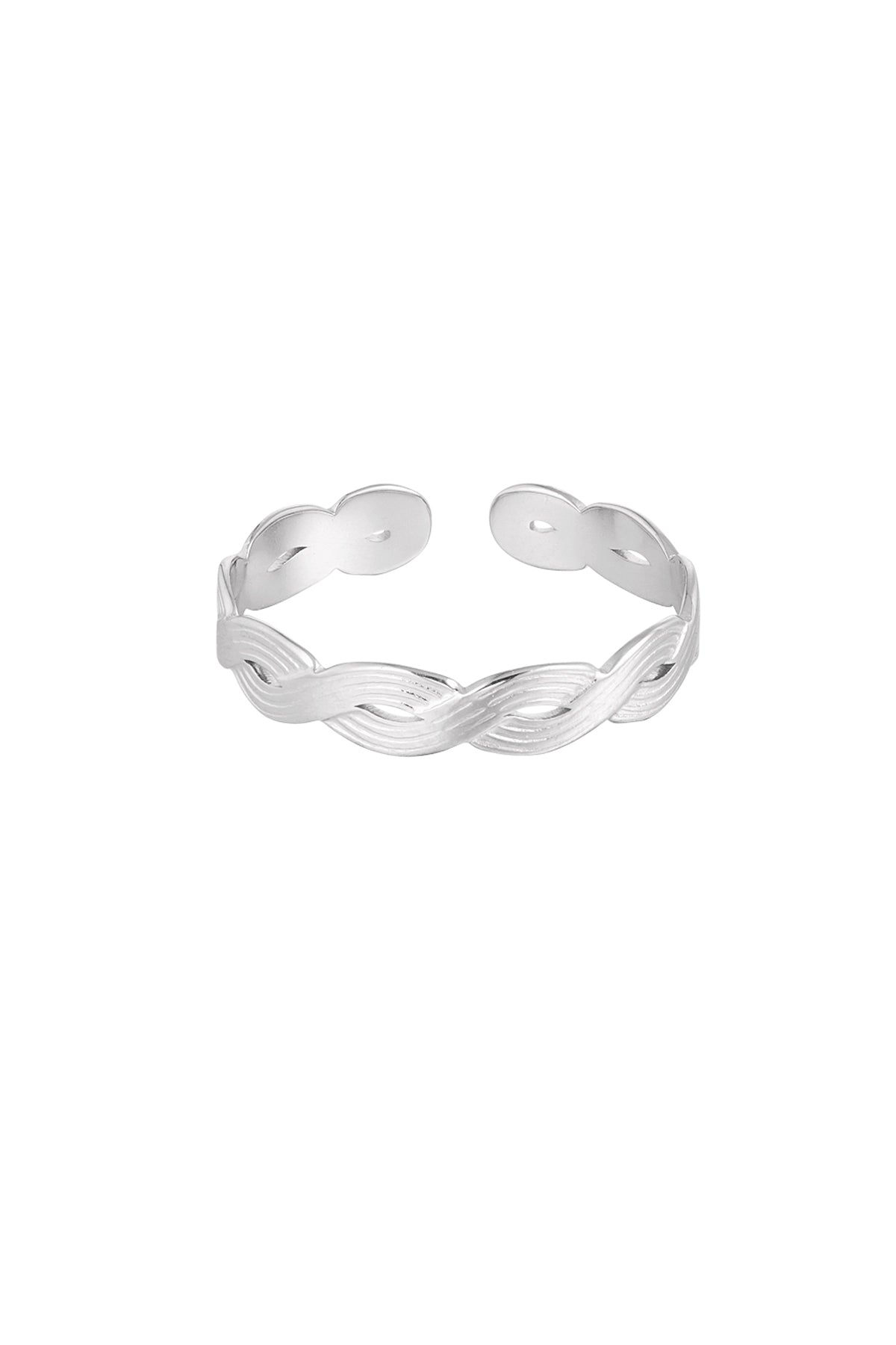 Thin braided ring - silver