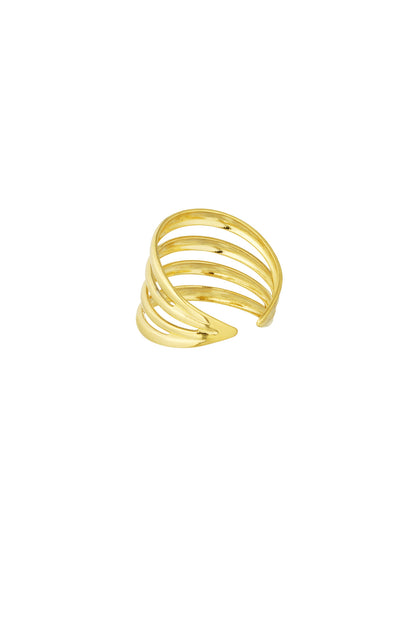 Vierlaagse vintage look ring - goud