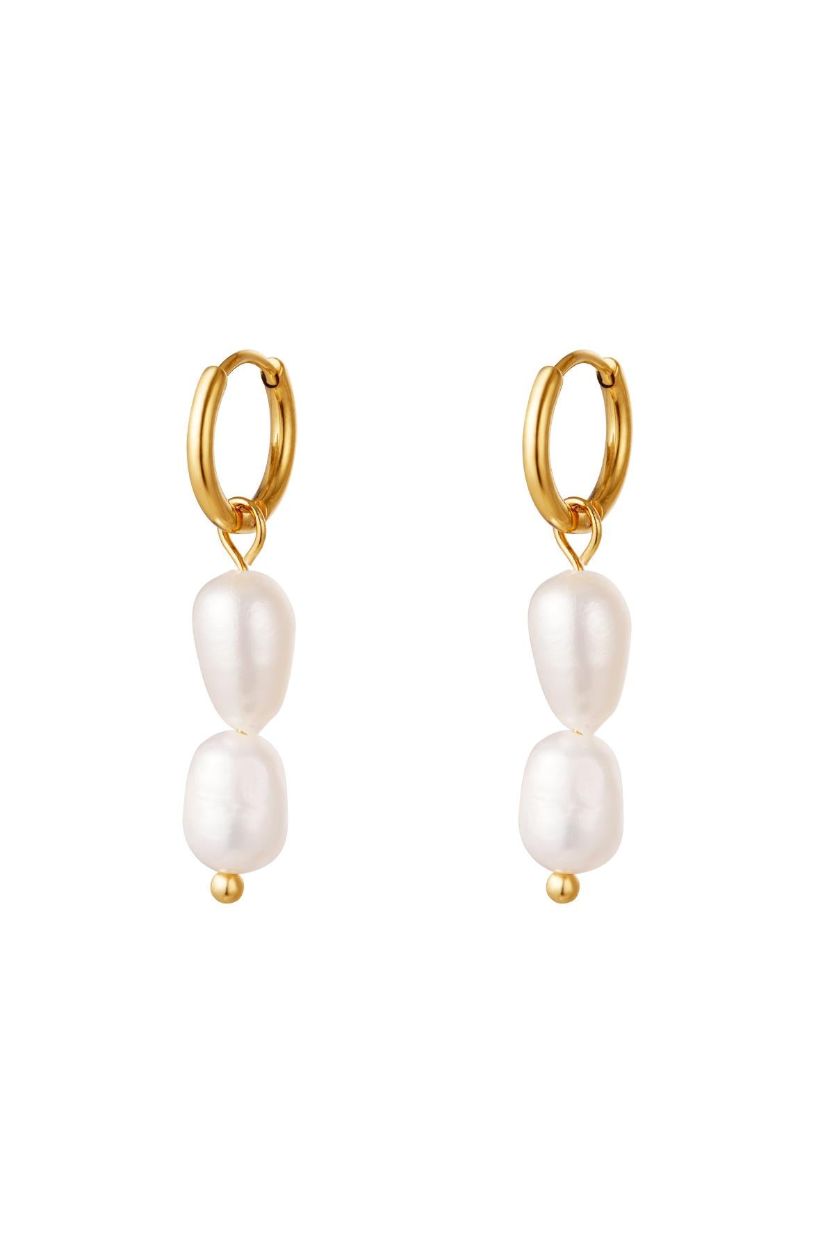 Oorbellen met dubbele parels - goud