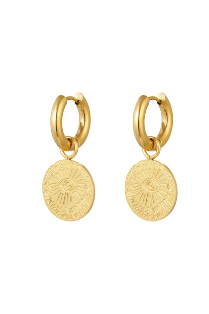 Oorbellen met munt hangertje - goud