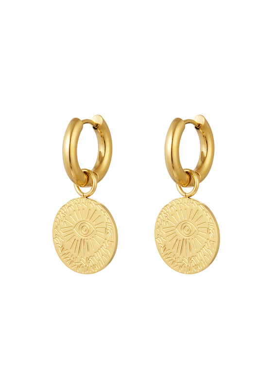 Oorbellen met munt hangertje - goud