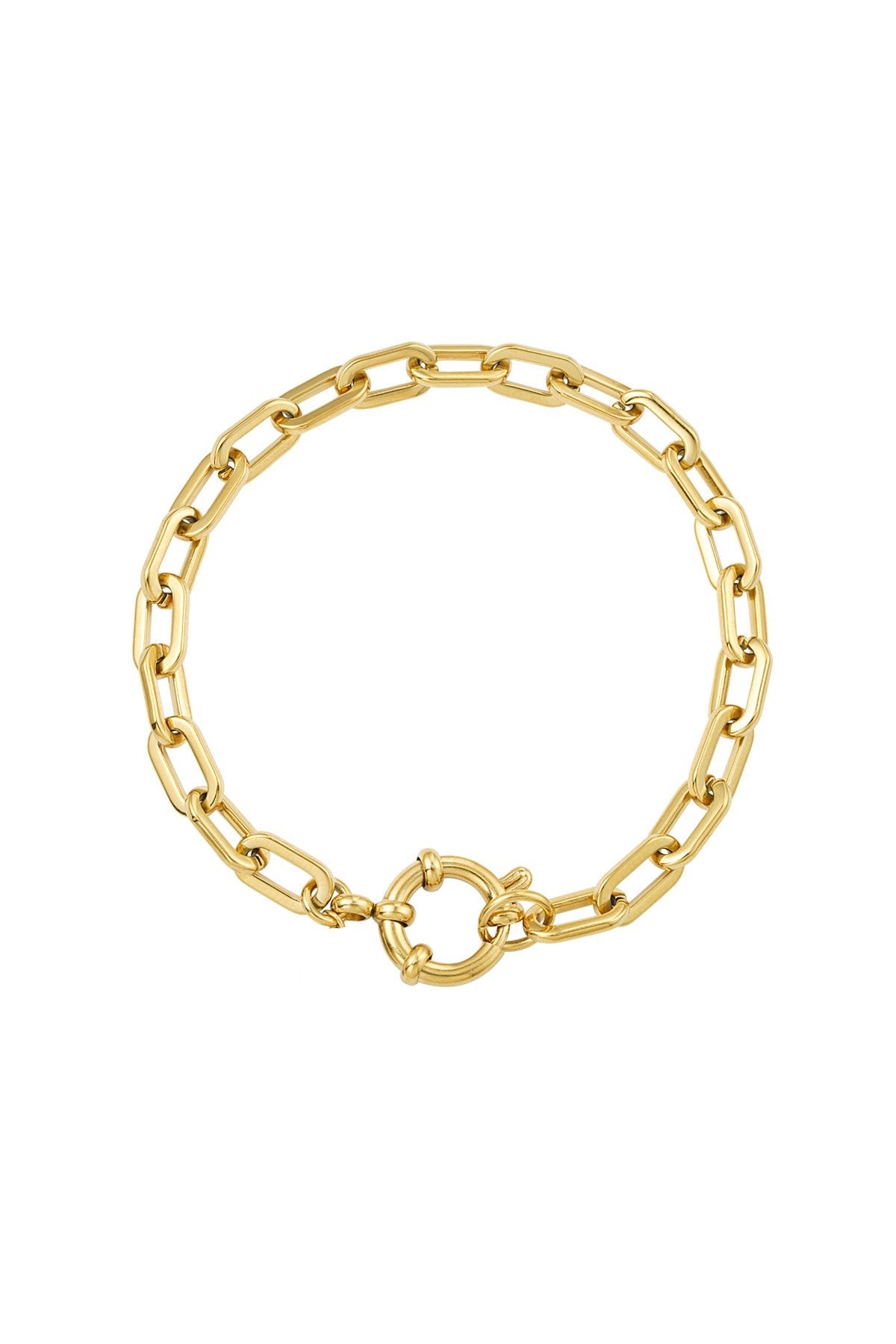 Schakelarmband met ronde sluiting - goud