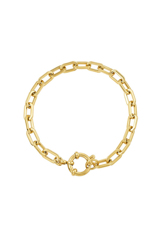 Schakelarmband met ronde sluiting - goud