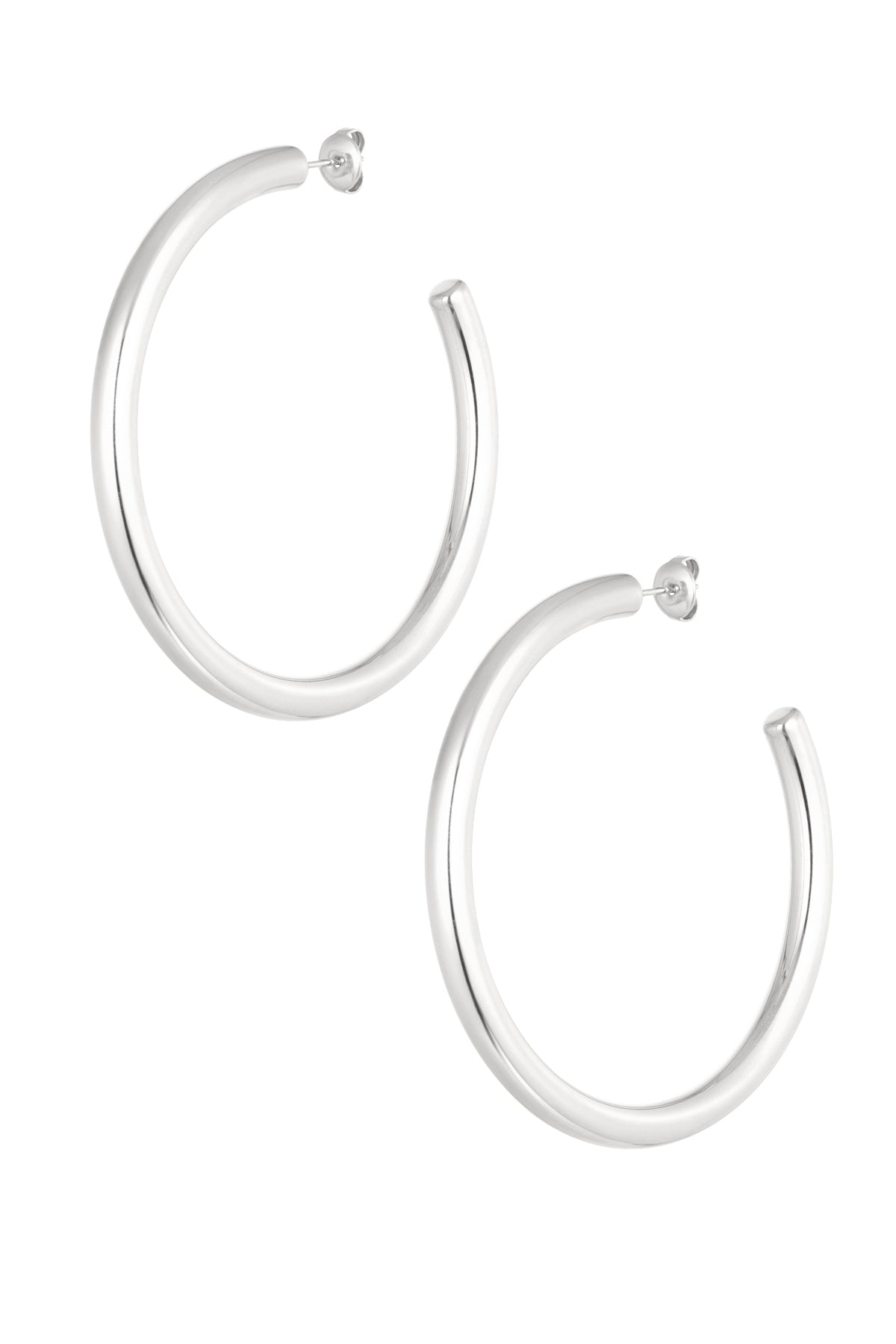 Grote basic ronde oorbellen - zilver