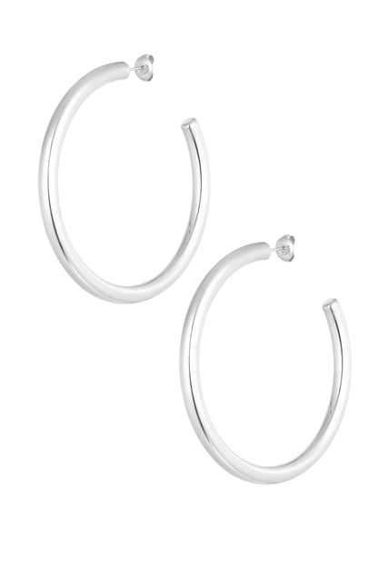 Grote basic ronde oorbellen - zilver