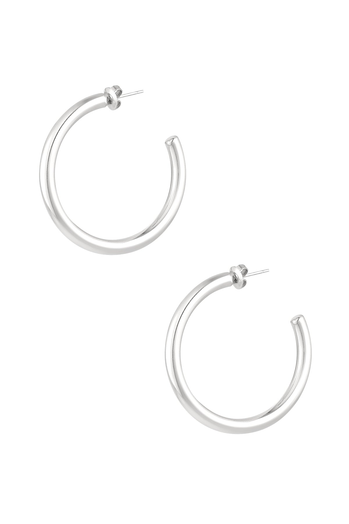 Ronde oorbellen medium dikte - zilver