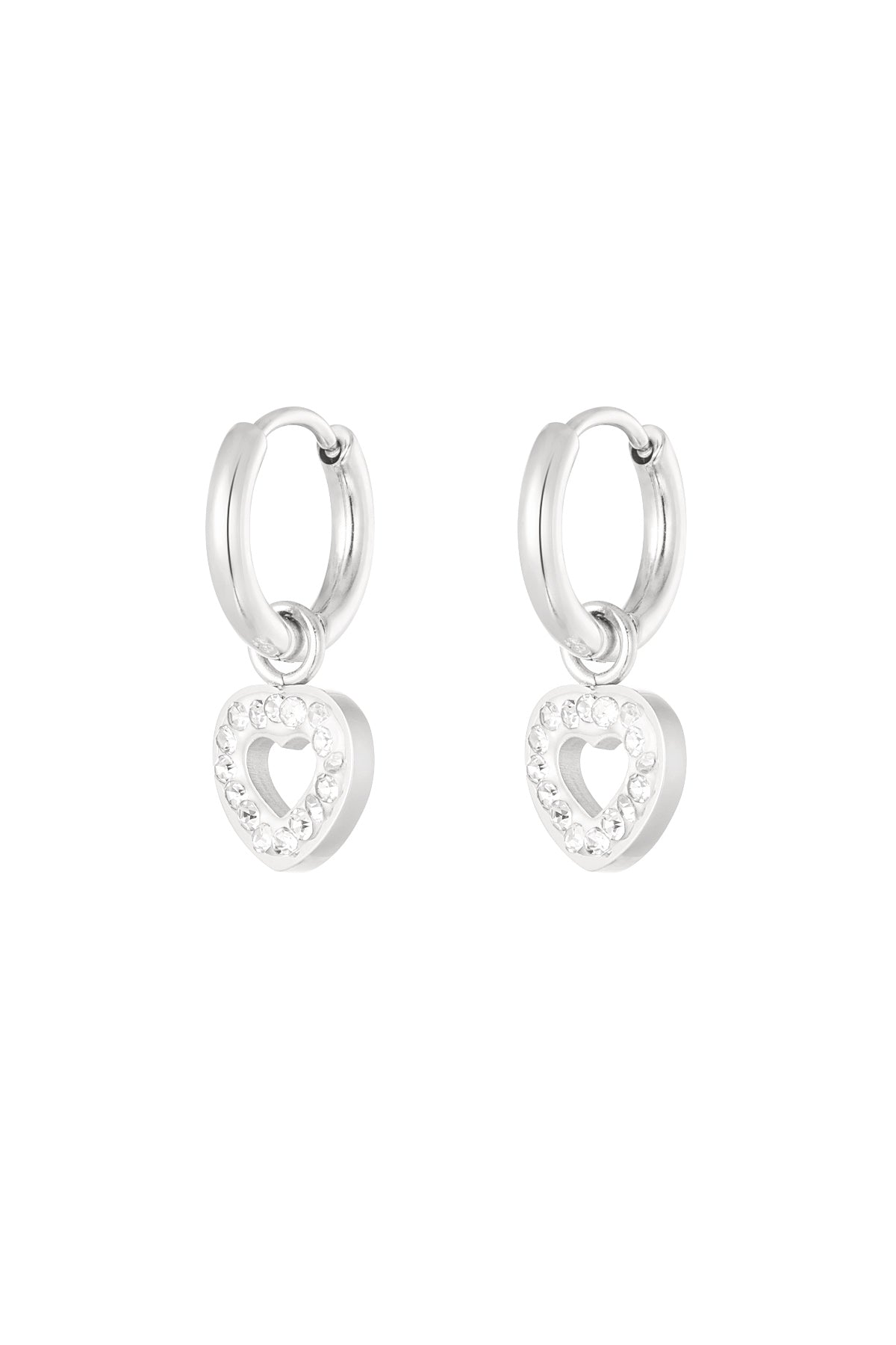 Oorbellen met hartjes bedel - zilver