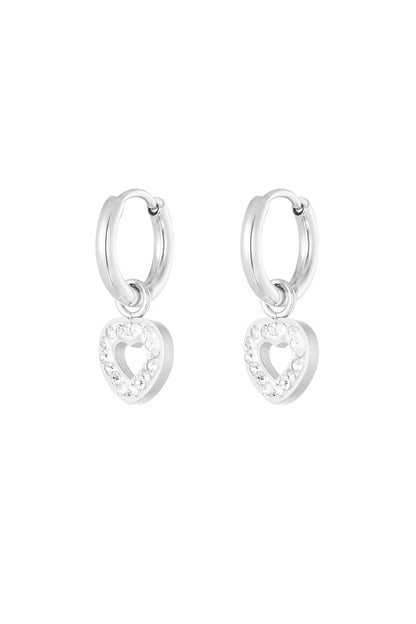 Oorbellen met hartjes bedel - zilver