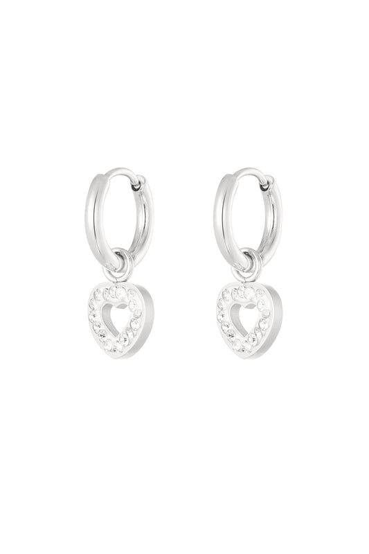 Oorbellen met hartjes bedel - zilver