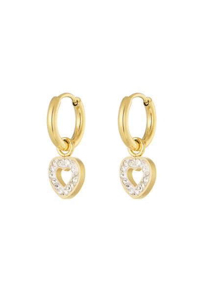 Oorbellen met hartjes bedel - goud