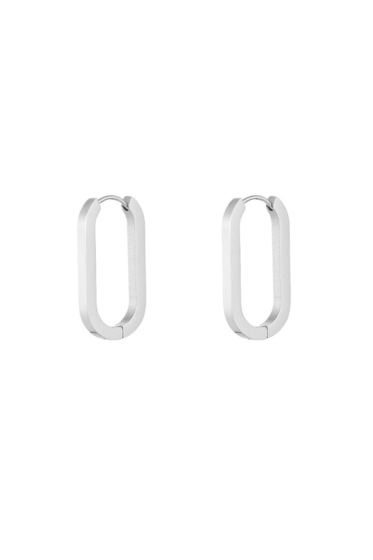 Grote ovale oorbellen - zilver