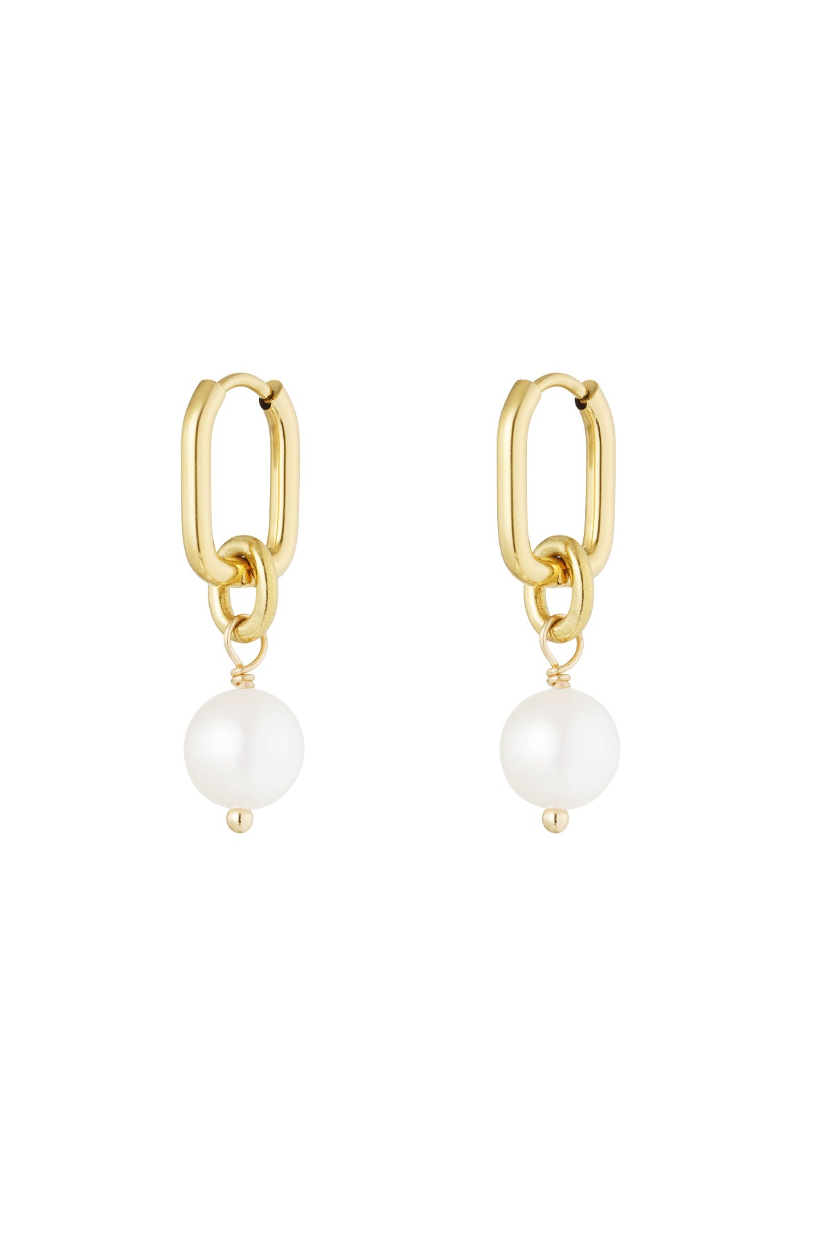 Klassieke oorbellen met parel hanger - goud