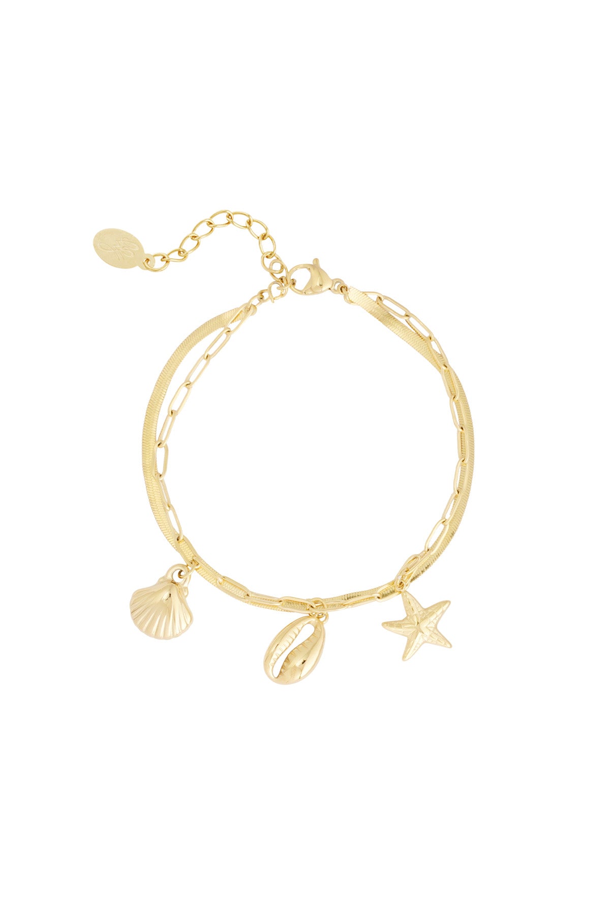 Dubbele armband met zee-bedels - goud