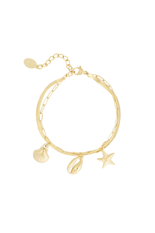 Dubbele armband met zee-bedels - goud