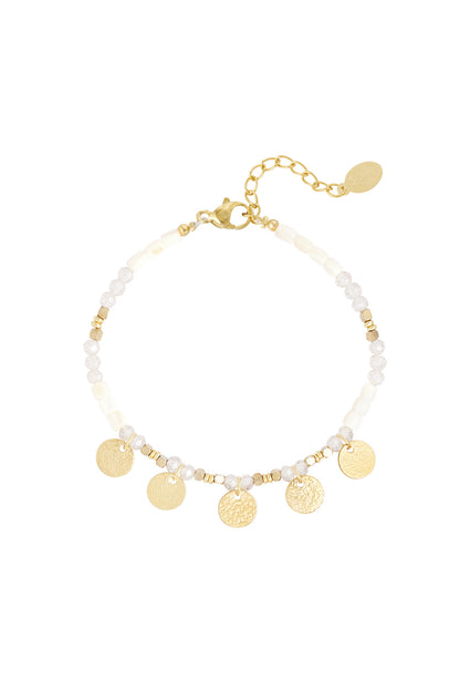 Armband met muntjes - wit/goud