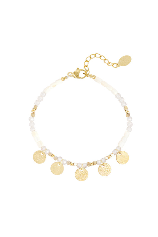 Armband met muntjes - wit/goud