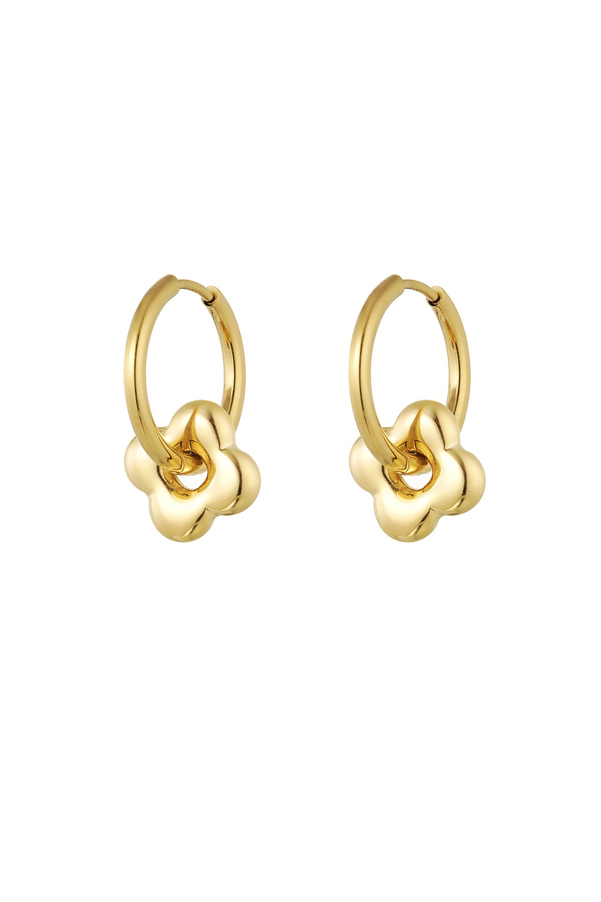 Oorbellen met klaverbedel - goud